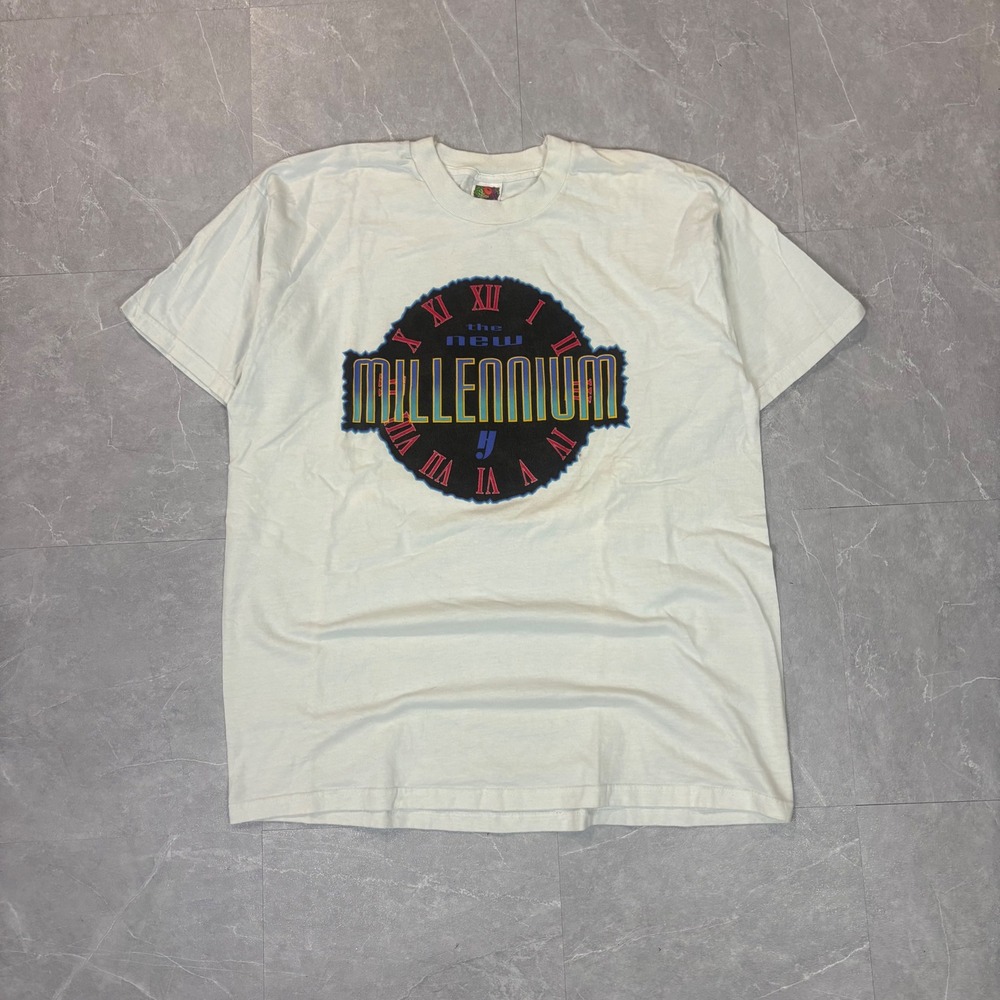 Vintage Fruit of the Loom Class of 2001 Millennium T-Shirt XL White Y2K Graphic